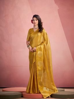 Varanga - Mustard Urban Pallu Woven Design Silk Blend Mysore Silk Saree with Unstitched Blouse