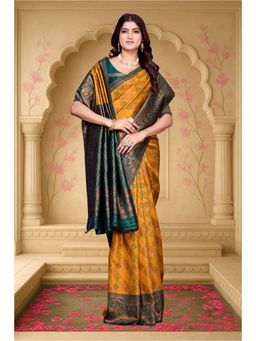 Varanga - Mustard Urban Pallu Woven Design Zari Silk Blend Saree with Unstitched Blouse