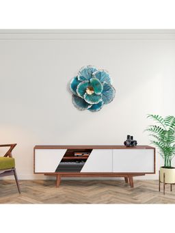 HomeTown - Apollo Iron Flora Wall Art 57x59 Cm in Teal & Gold