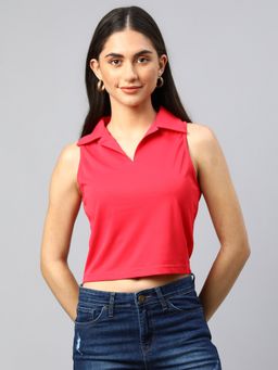 Xpose - Women Pink Sleeveless Crop Top