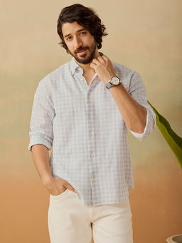 Andamen - Men Blue Casual Cotton Relaxed Fit Shirt