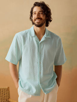 Andamen - Men Green Casual Cotton Relaxed Fit Shirt