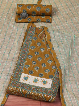 Biba - Mustard Cotton Unstitched Dress Material