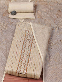 Biba - Beige Cotton Unstitched Dress Material