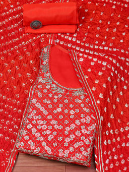 Biba - Orange Silk Blend Unstitched Dress Material