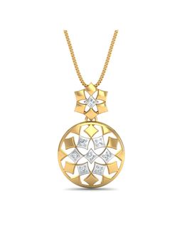 KuberBox - 18K Gold Quadratic Diamond Pendant for Women-Girls