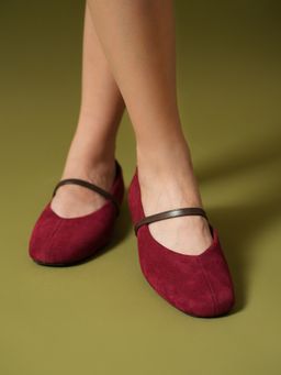 Theater - Women Comfortable Mary Jane Maroon Ballerina