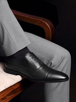 Louis Stitch - Men Jet Black Formal Lace-Up Oxford