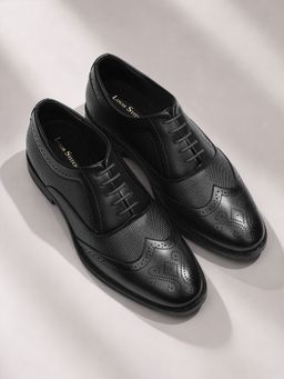 Louis Stitch - Men Jet Black Formal Brogues Lace-Up Shoes
