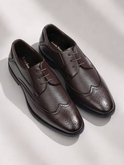 Louis Stitch - Men Brunette Brown Formal Brogue Lace-Up Shoes