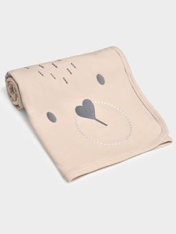 Mi Arcus - Premium Soft Koala Face Embroidery Beige Knitted Blanket (0-12 Months)