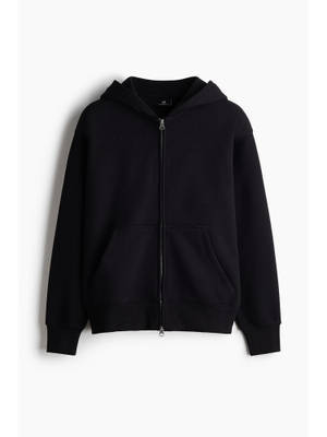 H&M Men Black Zip-through Hooded Jacket - Image 1