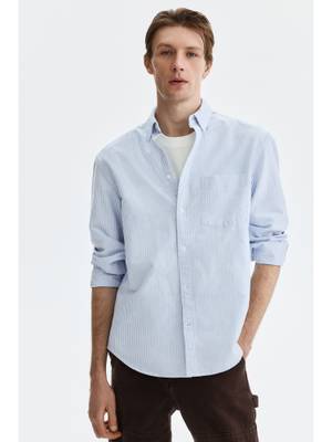 Buy H&M Men Blue Regular Fit Oxford Shirt - Image 1