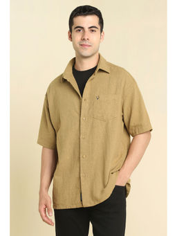 Allen Solly - Men Khaki Textured Half Sleeves Casual Shirt