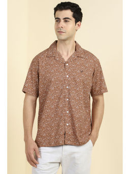 Allen Solly - Men Brown Print Half Sleeves Casual Shirt