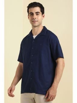 Allen Solly - Men Navy Solid Half Sleeves Casual Shirt