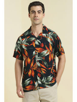 Allen Solly - Men Black Print Half Sleeves Casual Shirt