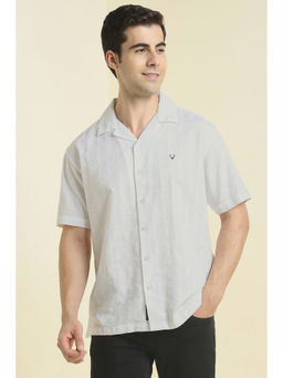 Allen Solly - Men White Textured Half Sleeves Casual Shirt