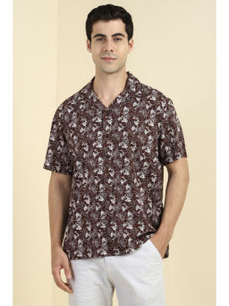 Allen Solly - Men Brown Print Half Sleeves Casual Shirt