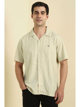 Allen Solly - Men Beige Textured Half Sleeves Casual Shirt