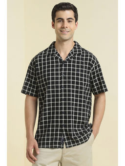 Allen Solly - Men Black Check Half Sleeves Casual Shirt
