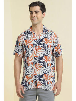 Allen Solly - Men White Print Half Sleeves Casual Shirt