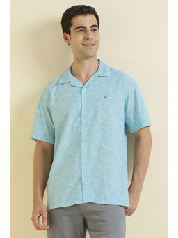 Allen Solly - Men Light Blue Print Half Sleeves Casual Shirt