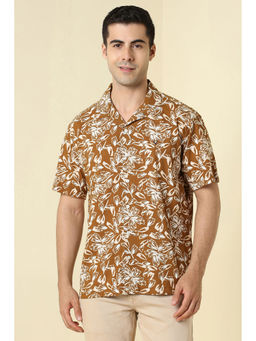 Allen Solly - Men Brown Print Half Sleeves Casual Shirt