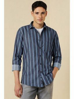 Allen Solly - Men Navy Stripe Full Sleeves Casual Shirt