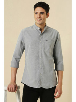 Allen Solly - Men Grey Textured Full Sleeves Casual Shirt