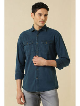 Allen Solly - Men Navy Solid Full Sleeves Casual Shirt