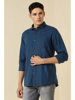 Allen Solly - Men Navy Stripe Full Sleeves Casual Shirt