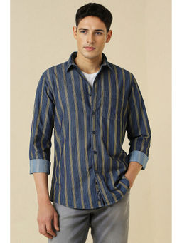 Allen Solly - Men Navy Stripe Full Sleeves Casual Shirt