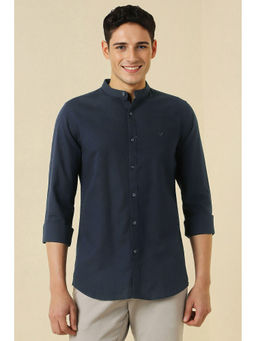 Allen Solly - Men Navy Textured Full Sleeves Casual Shirt