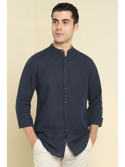 Allen Solly - Men Navy Textured Full Sleeves Casual Shirt