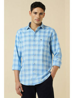 Allen Solly - Men Light Blue Check Full Sleeves Casual Shirt