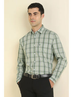 Allen Solly - Men Green Checked Full Sleeves Formal Shirt