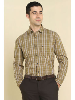 Allen Solly - Men Khaki Checked Full Sleeves Formal Shirt