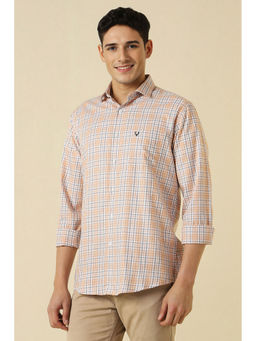 Allen Solly - Men Peach Check Full Sleeves Casual Shirt