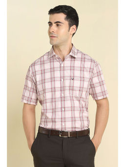 Allen Solly - Men Pink Checked Half Sleeves Formal Shirt