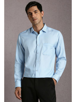 Louis Philippe - Men Light Blue Stripe Full Sleeves Formal Shirt