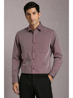 Louis Philippe - Men Maroon Stripe Full Sleeves Formal Shirt