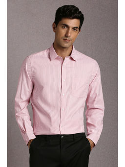 Louis Philippe - Men Pink Stripe Full Sleeves Formal Shirt