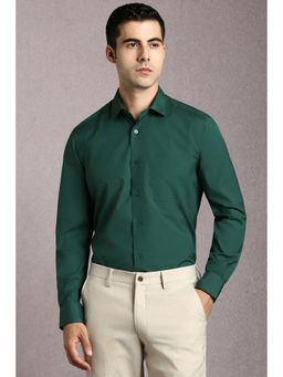 Louis Philippe - Men Green Solid Full Sleeves Formal Shirt
