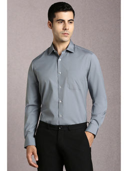 Louis Philippe - Men Grey Solid Full Sleeves Formal Shirt
