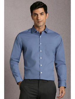 Louis Philippe - Men Blue Solid Full Sleeves Formal Shirt