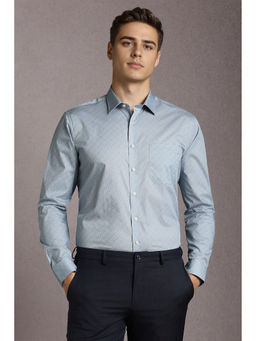 Louis Philippe - Men Light Blue Print Full Sleeves Formal Shirt