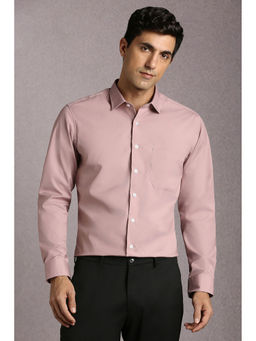 Louis Philippe - Men Pink Solid Full Sleeves Formal Shirt