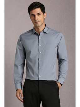 Louis Philippe - Men Grey Solid Full Sleeves Formal Shirt