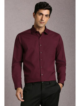 Louis Philippe - Men Maroon Solid Full Sleeves Formal Shirt